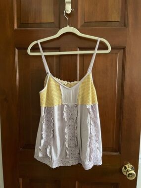POL Yellow and Light Lavender Lace-Trim Camisole